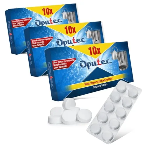 Oputec 3x 10 Reinigungstabletten für alle Kaffeevollautomaten & Siebträger | Passt zu Jura, Krups, Nivona, Siemens, Saeco, WMF – Reinigungstabs lösen Kaffeefett & Kaffeeöle mühelos aus Kaffeeautomaten