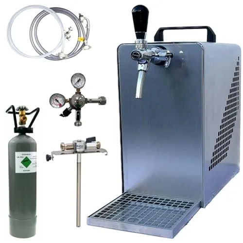 BieTal® Bierzapfanlage Bierkühler - 30 Liter/h Kompaktset für perfekte Partys - Zapfanlage für bis zu 30 Liter Bier pro Stunde, inkl. Kühler, Zapfkopf und CO2 Flasche. Ideal für kleine Veranstaltungen und sofort einsatzbereit.