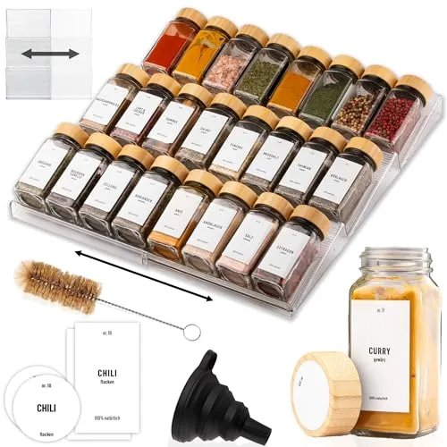Deco haus® Gewürzregal Schublade mit 24 Gewürzgläsern in weiß von Deco haus