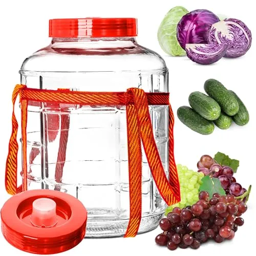 KADAX Gärballon 18L, Glasballon mit Deckel aus Kunststoff, Weinballon, Glasgärballon, universelles Glas, Gurkenglas, Vorratsglas, Aufbewahrungsglas, Gärbehälter, Einkochglas