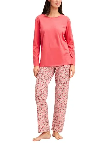 CALIDA Pyjama Cotton Special Damen (2 tlg) - Bequemer 2-teiliger Pyjama aus 100% Baumwolle, atmungsaktiv und hautfreundlich. Ideal für entspannte Nächte, in der Farbe Rose of Sharon und Größe M (44/46). Pflegeleicht und perfekt für gemütliche Stunden.