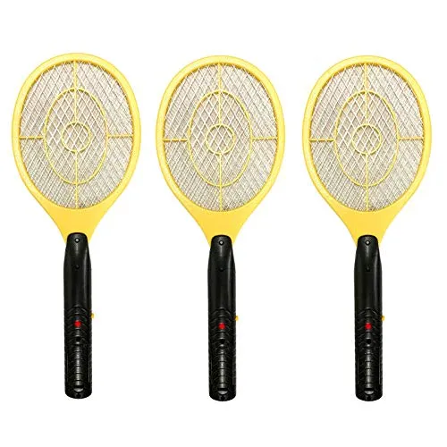 Eaxus 3er Set Elektrische Fliegenklatsche 46cm Fliegenfänger Insektenvernichter Mückenklatsche Elektronische Insektenfalle Insektenschutz