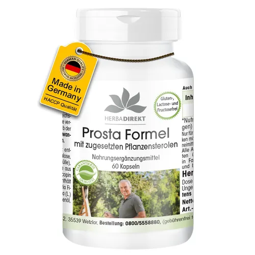 Prosta Formel - 60 Kapseln mit Sägepalme, Beta-Sitosterol, Lycopin, Selen...