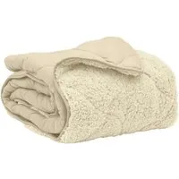 vidaXL Ganzjahresbettdecke Gepolstert Creme 240 x 260 cm - Vielseitige Ganzjahresbettdecke für höchsten Komfort. Weiche Mikrofaser und kuscheliges Fleece sorgen für ein angenehmes Schlafklima. Ideal für jedes Schlafzimmer!