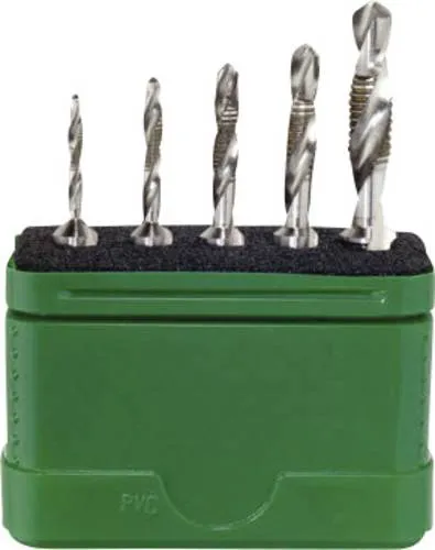 Wiha 28026 Kombigewindebohrer-Set 5-teilig - Maschinengewindebohrer, hochwertiges HSS-Material für präzise und langlebige Gewinde, ideal für professionelle Anwendungen.