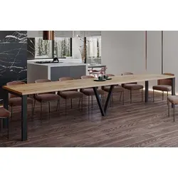 ENDO-Möbel Ausziehbarer Esstisch XXL Titan 130-405cm - Flexibles Platzwunder - Der ausziehbare Esstisch Titan bietet bis zu 405 cm Platz für große Gesellschaften. Mit stabiler Bauweise und eleganter Holzoptik passt er sich jedem Wohnstil an und ist ideal für Familienfeiern und Meetings.