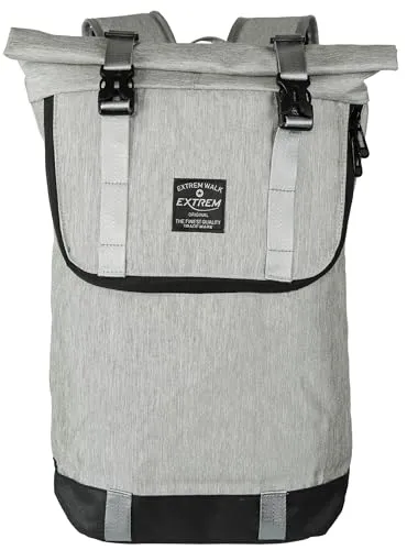 BAG STREET - Großer Damen Roll-Top-Rucksack Daypack mit Tablet-Fach gepolstert, ca. 18 Liter - Hellgrau