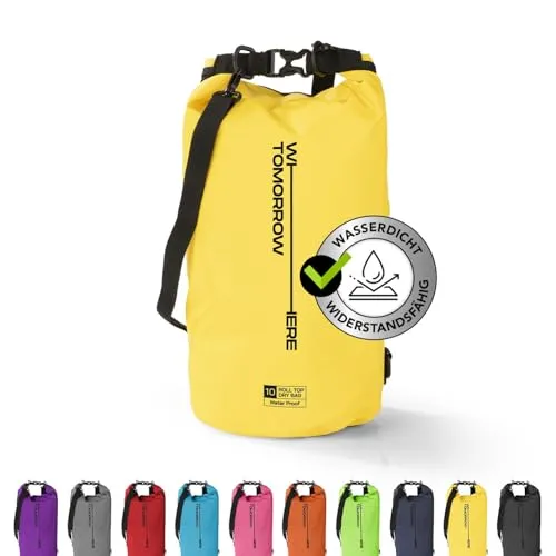 DoYourOutdoor Where Tomorrow Dry Bag Tasche 5L gelb | Wasserdichter Rucksack | Wasserfester Beutel & Packsack | Drybag ideal für Boot, Kajak, Angeln und Camping