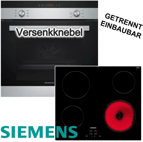 SIEMENS Herdset 3D-Heißluft Backofen mit Glaskeramikkochfeld - Energieeffizientes Einbaugerät mit 3D-Heißluft und Schnellaufheizung für optimale Ergebnisse. Pflegeleicht mit Edelstahl-Design und zahlreichen Sicherheitsfunktionen.
