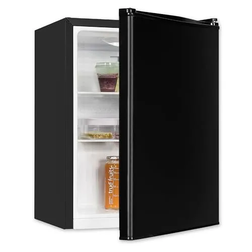 Exquisit Mini-Kühlschrank, Kühlschrank ohne Gefrierfach, 50 Liter, 45 cm Breite, LED-Innenbeleuchtung, Temperaturregelung, Kühlschrank klein, KB560-V-091E schwarz