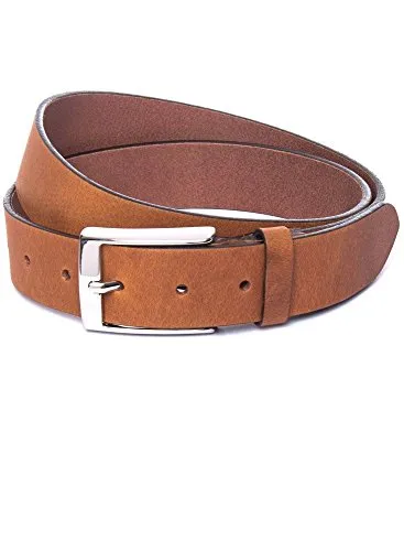 Vanzetti Gürtel aus Leder - Cognac 100 - Herren-Gürtel aus vollrindleder mit geölter Oberfläche und Pull-Up-Effekt, klassischer hochglänzender Schließe, in Deutschland gefertigt und kürzbar für perfekten Sitz.