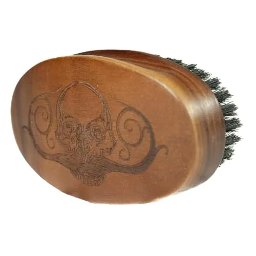 Ovale Bartbürste aus Holz für Herren – Für Bart, Schnurrbart & Haar | Militärstil | Ergonomisches Design | Für tägliche Bartpflege | Naturborsten für gleichmäßige Pflege