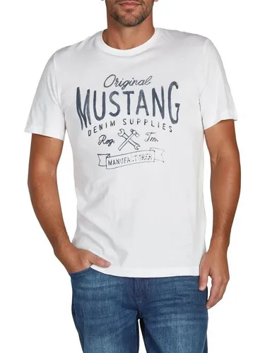 MUSTANG T-Shirt Herren Printshirt Regular Fit (1-tlg) Kurzarm Tee Shirt mit Rundhalsausschnitt aus 100% Baumwolle