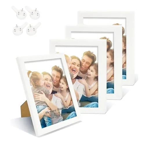 XHDA 4er Set 20x30cm Bilderrahmen Weiß, 30 x 20 Fotorahmen für Wand oder Tischdisplays Fotos, Kinderzeichnung