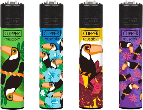 Clipper Feuerzeug 4er Set: (Tucans) von sunmondo