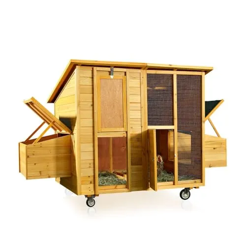 Melko Hühnerstall Hühnerhaus - Wetterfester Kaninchenkäfig, ideal für Outdoor und Indoor, aus robustem Holz, 214 cm breit, 125 cm hoch