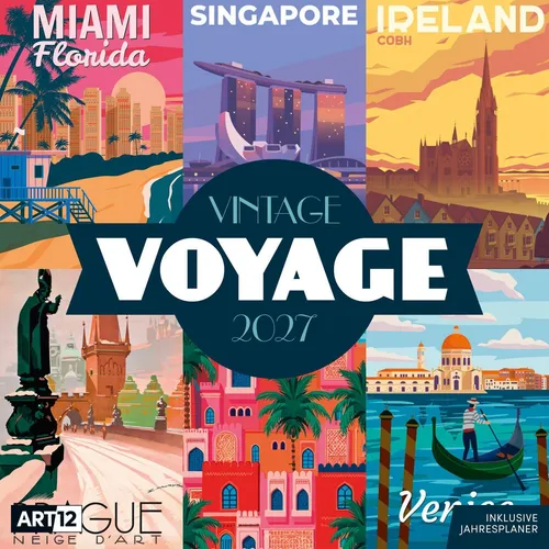 Vintage Voyage Kalender 2027 - 30x30 - Art12 Ackermann Kunstverlag GmbH
