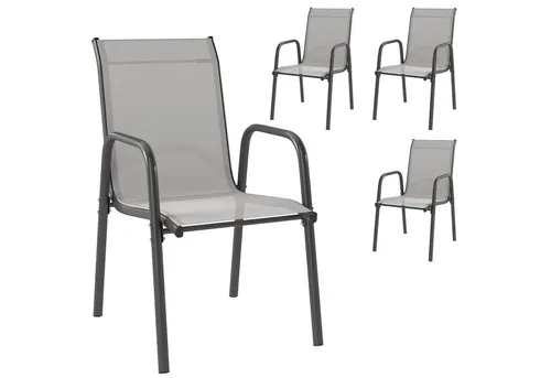 MC Star Klappstuhl Gartenstühle 4er Set - Stapelbare Terrassenstühle mit atmungsaktiven Rückenlehnen - Vielseitiges 4er Set stapelbarer Gartenstühle für Terrasse, Balkon oder Innenräume. Robuste Bauweise und atmungsaktives Design sorgen für hohen Komfort und eine platzsparende Lösung im Alltag.