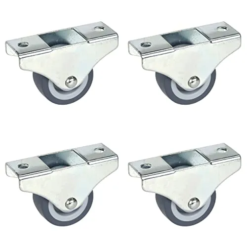 Dörner + Helmer Möbel-Bockrollen, 4er-Set, 38mm x 18mm, 135kg Tragkraft, Klein, TPE-Rad, Richtungsfixiert