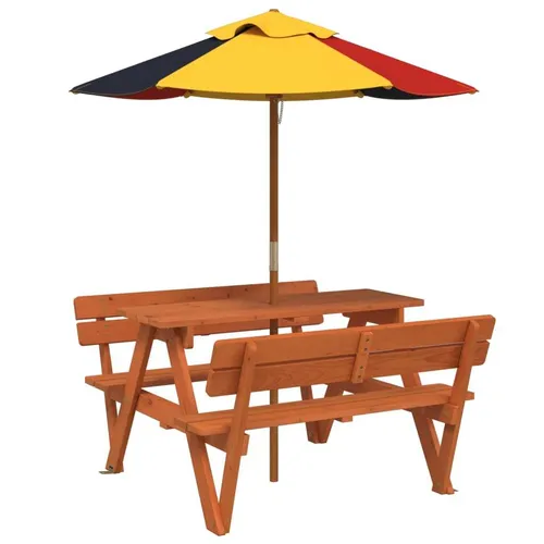 vidaXL Picknicktisch für Kinder mit Sonnenschirm aus Massivholz - Ideal für Terrassen und Gärten: Dieser Picknicktisch bietet Platz für 4 Kinder und sorgt mit einem Sonnenschirm für angenehmen Schatten beim Spielen und Entspannen im Freien. Perfekt für fröhliche Kinderpartys!