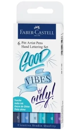 Faber Castell Tuschestift Blau PITT artist pen Handlettering 6er Set !bestprice!
