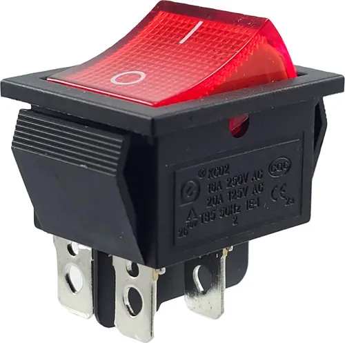 Wippenschalter, Geräteschalter 4 Pin 16A 250VAC 28x21mm Wippe beleuchtet