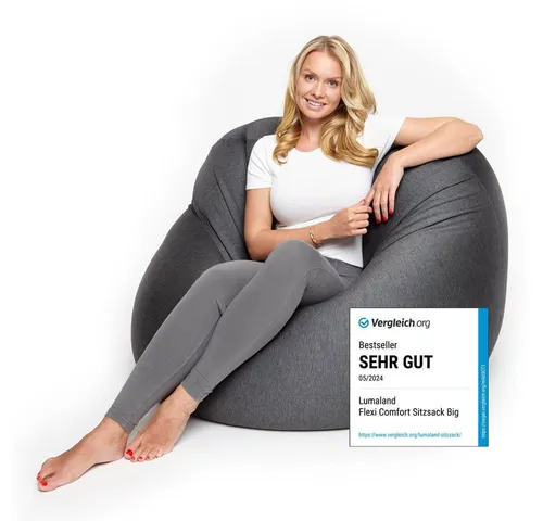 Lumaland Flexi Comfort Sitzsack Big | Dunkelgrau - Sitzsäcke mit anpassbarem Komfort; perfekt zum Sitzen oder Liegen - ideal für Kinder und Erwachsene.