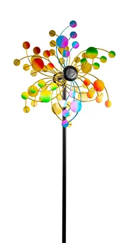 CIM Metall Windrad - Doppelwindrad Confetti - Abmessung: Ø35cm Gesamthöhe: 130cm - wetterfest, pulverbeschichtet, lackiert, verschraubbar - inkl. 2-zackiger Bodenverankerung