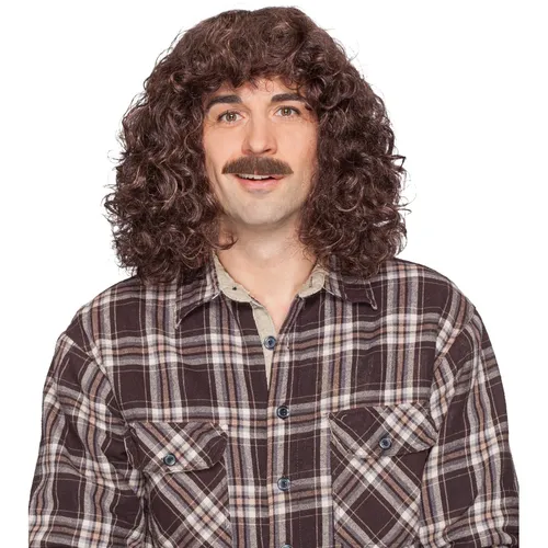 Männer Perücke Braun mit Bart für Fasching und Karneval in braun von Orlob Karneval GmbH
