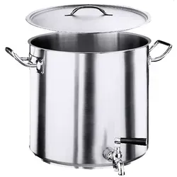Contacto Kartoffelkochkessel 25L, Edelstahl, induktionsgeeignet - Hochwertiger Kartoffelkochkessel aus Edelstahl 18/10, 25L, mit Deckel und Sandwichboden, ideal für große Mengen und perfekte Wärmespeicherung.