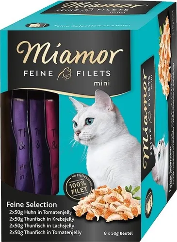 Miamor Feine Filets Multibox Feine Selection | 4 Stück 8x50g - Katzenfutter in feiner Auswahl, mit hochwertigen Filets für den anspruchsvollen Geschmack Ihrer Katze.