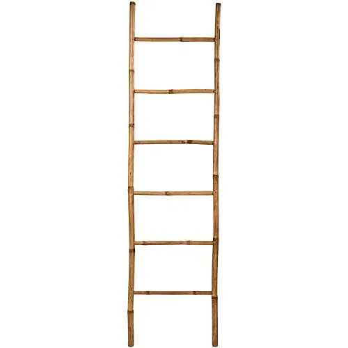 Bambus Handtuchleiter 190 cm - Stilvolles Leiter-Regal - Handtuchhalter aus naturbelassenem Bambus, ideal für Badezimmer und moderne Wohnräume. Schafft Ordnung und Stil mit 6 Sprossen für optimale Aufbewahrung.