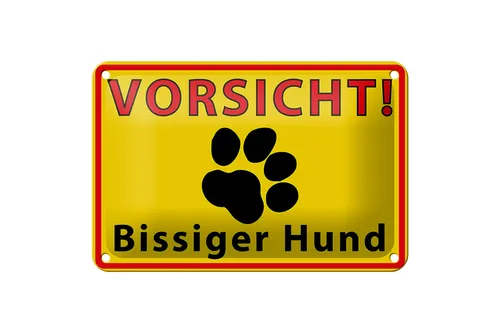 Blechschild Tiere 18x12 cm Vorsicht bissiger Hund Metall Deko Schild
