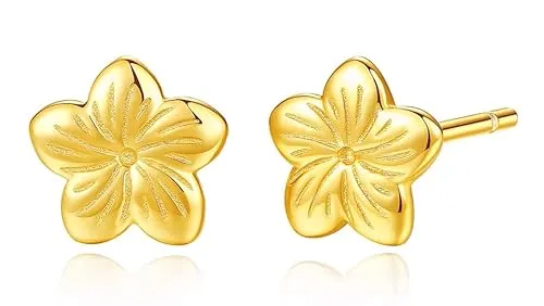 Einzelstück® Ohrringe mit kleinen Blumen I Ohrstecker 925 Sterling Silber 14K vergoldet Blüte I Silber, Gold & Rosegold (Silver)