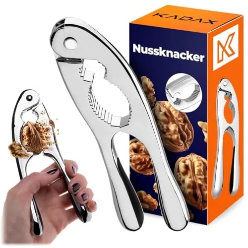 KADAX Nussknacker aus vernickeltem Stahl, manueller Nussöffner für müheloses Knacken von Walnüsse, Haselnüsse, Mandeln & mehr, Walnussknacker (Silber)