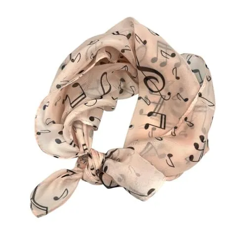 mugesh Chiffon Schal Notenmotive hellrosa