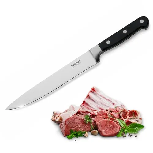Kuppels SOLID Tranchiermesser 20 cm Klinge, Präzises Fleischmesser aus Chrom Vanadium Stahl, Extra scharfes Küchenmesser zum Schneiden von Braten Geflügel Fleisch, ergonomischer Griff