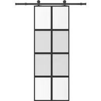 vidaXL Schiebetür mit Beschlag 76x205 cm aus Hartglas & Aluminium - Moderne Schiebetür für platzsparende Lösungen in deinem Zuhause. Langlebiges Hartglas und korrosionsbeständiges Aluminium sorgen für Stabilität und leises Gleiten.