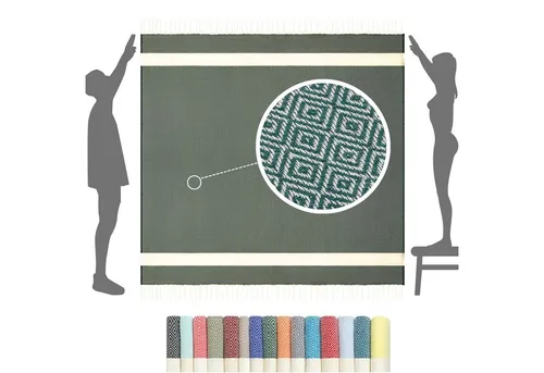 furora HOLIDAY Strandtuch XXL - Dunkelgrün 200x200 cm - Strandtuch aus 100% Baumwolle, vielseitig einsetzbar und ideal für Strandtage, hochwertig verarbeitet und in schönen Farben erhältlich.