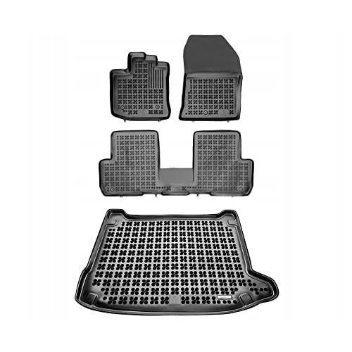 MOTOS Satz Gummifußmatten und Kofferraummatten für Dacia Lodgy I 2012-2020 Verbessern Sie Ihren Reisekomfort mit Antirutschmatte Auto - Allwetter fußmatten Auto, Schutz vor Verschmutzung