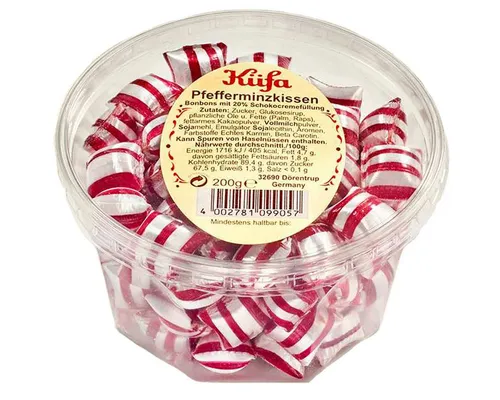 KUEFA Süßigkeit, Küfa Pfefferminzkissen Lutschbonbons mit Schokocremefüllung 200g