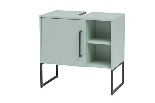 Schildmeyer Waschbeckenunterschrank Limone 156153 - Stilvoller Stauraum in mint - Badezimmerschrank aus feuchtigkeitsbeständigem MDF, mit 3 Fächern und praktischen Siphonausschnitt. Ideal für Handtücher und Kosmetik, Made in Germany.