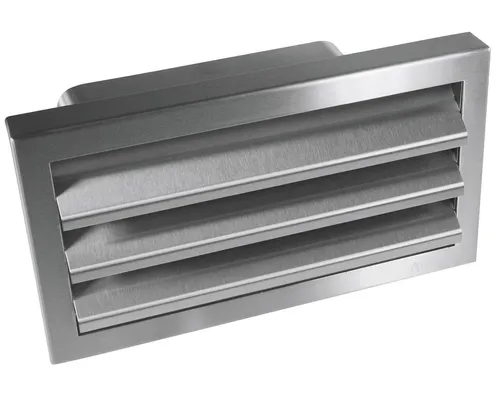Flachkanal 175x80mm Dunstabzug mit Edelstahl Außengitter - Dunstabzugshauben Zubehör, robustes Edelstahl-Außengitter für optimale Luftzirkulation in der Küche, ideal für Wandmontage.