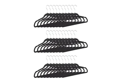 relaxdays Kleiderbügel Samt Kleiderbügel Set, (30-tlg), schwarz
