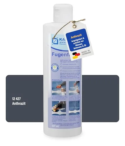 Karl Dahm® Fugenfärber Anthrazit 237 ml – Hochwertige Fugenfarbe für Innen & Außen - KLEBEMITTEL & DICHTSTOFFE: Wasser- und schmutzabweisend, ideal für die einfache Auffrischung von Fliesenfugen in Bad, Küche und mehr!
