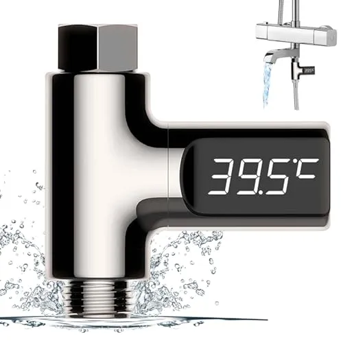 Molbory LED Digital Badethermometer, Badewannenthermometer 5-85 ℃ Echtzeit Wasserdurchfluss mit 360 ° drehbarem Bildschirm, Wasserthermometer Baby, Duschthermometer, Thermometer Badewanne Badezimmer