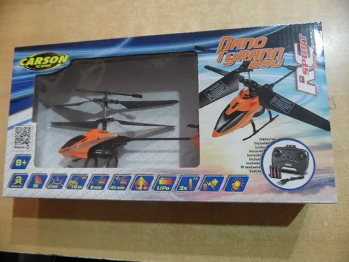 Carson 500507155 Nano Tyrann 230 Gyro IR 2CH - RC-Modelle: Einsteigerfreundlicher Helikopter mit intelligenter Kreisel-Elektronik und schaltbarer LED-Beleuchtung für coolen Look und einfache Steuerung.