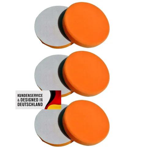 Polierschwämme Polierpads Polier-Zubehör, 150mm, Glatt, MEDIUM 6er-Set Orange