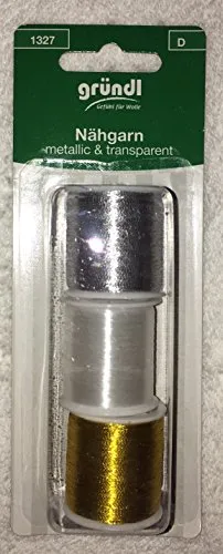 3er set Nähgarn metallic transparent