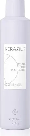 KERASILK Ultimate Hold Hairspray 300 ml - Haarspray mit ultra-starkem Halt für bis zu 72 Stunden, schützt vor Feuchtigkeit und Frizz und verleiht bis zu 128% mehr Glanz.